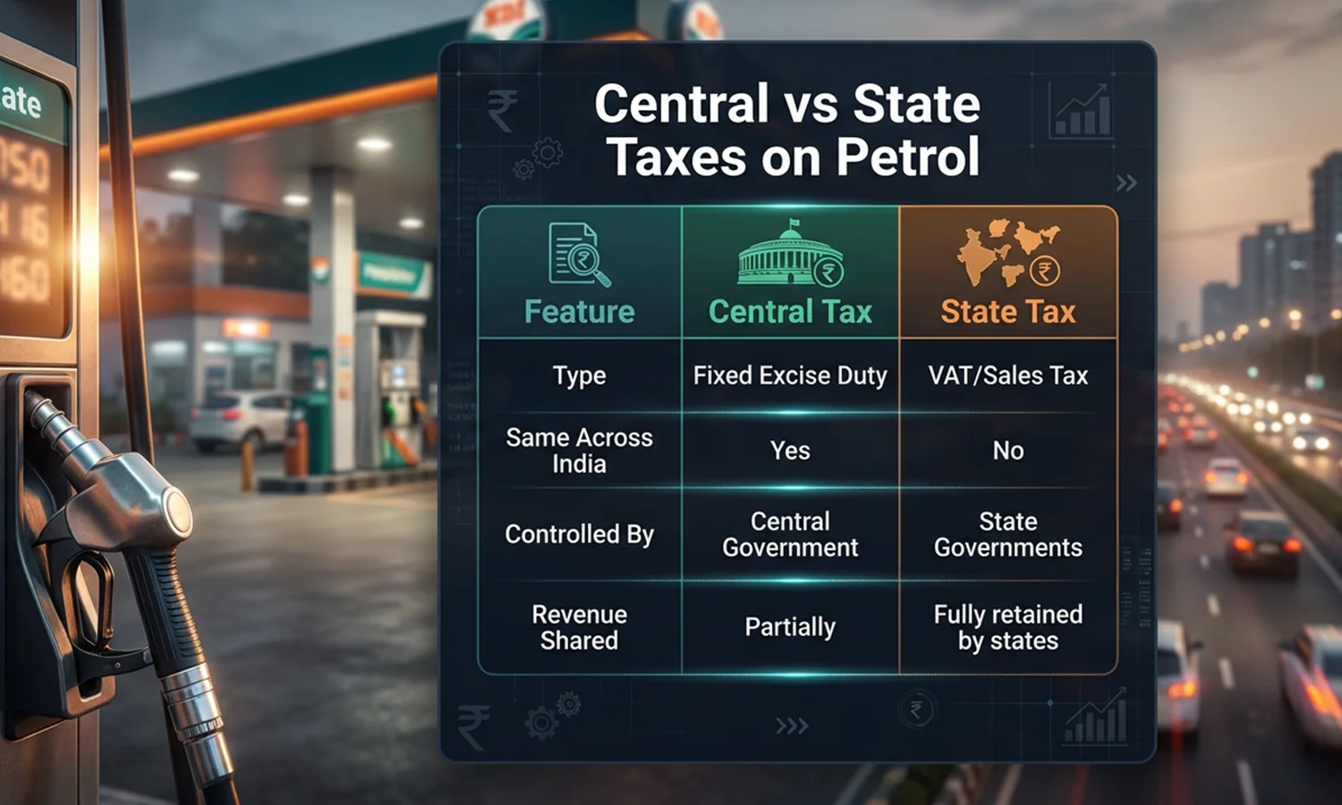 Central vs State Taxes on Petrol